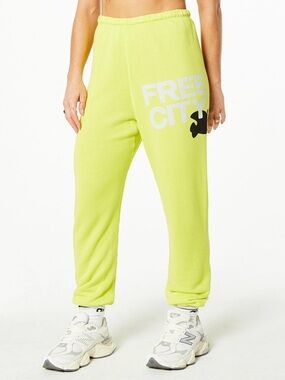 NWOT Freecity Glow Yellow Sweatpants Size Small